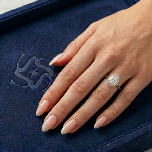 Lab-Grown Diamond Oval Halo Engagement Ring