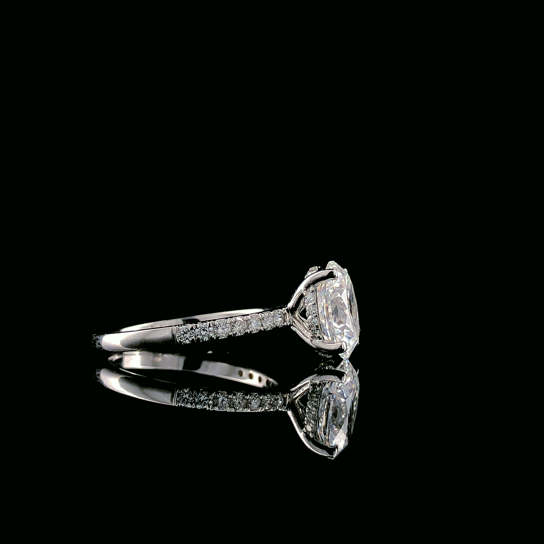 Oval Solitaire Lab-Grown Diamond Engagement Ring with Pavé Band