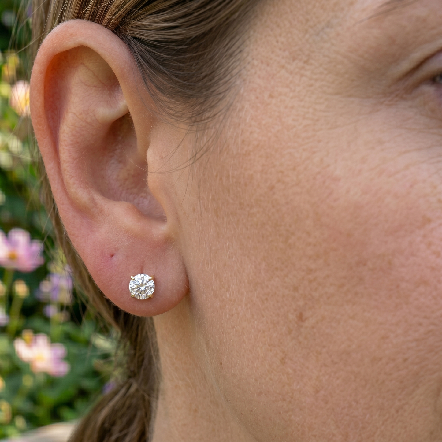 Round Brilliant Lab-Grown Diamond Stud Earrings | Rose Gold