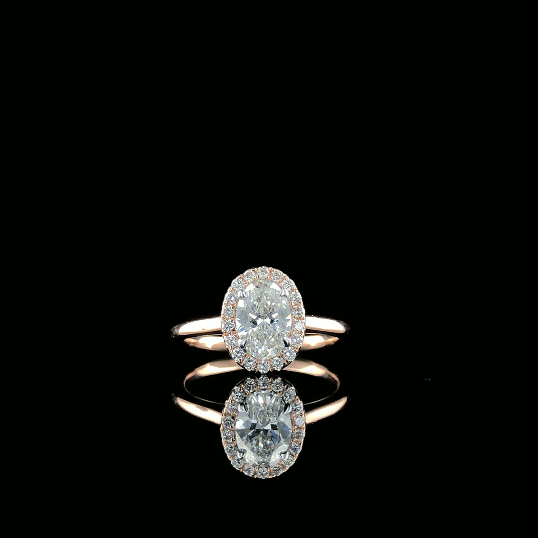 Lab-Grown Diamond Oval Halo Engagement Ring