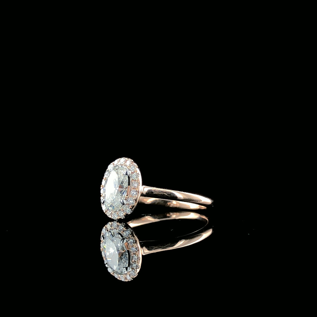 Lab-Grown Diamond Oval Halo Engagement Ring