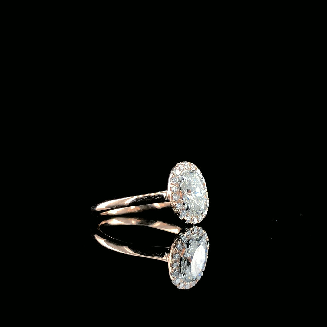 Lab-Grown Diamond Oval Halo Engagement Ring