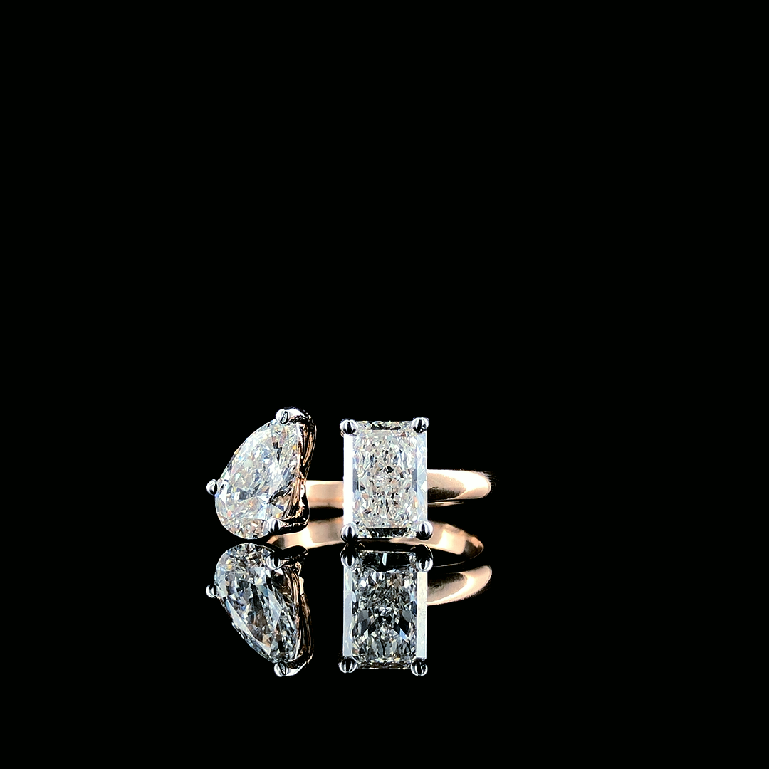 Lab-Grown Diamond Toi et Moi Ring – Pear & Radiant Cut