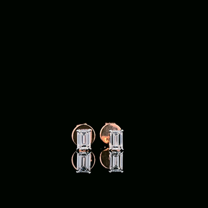 Emerald Cut Lab-Grown Diamond Stud Earrings | Rose Gold