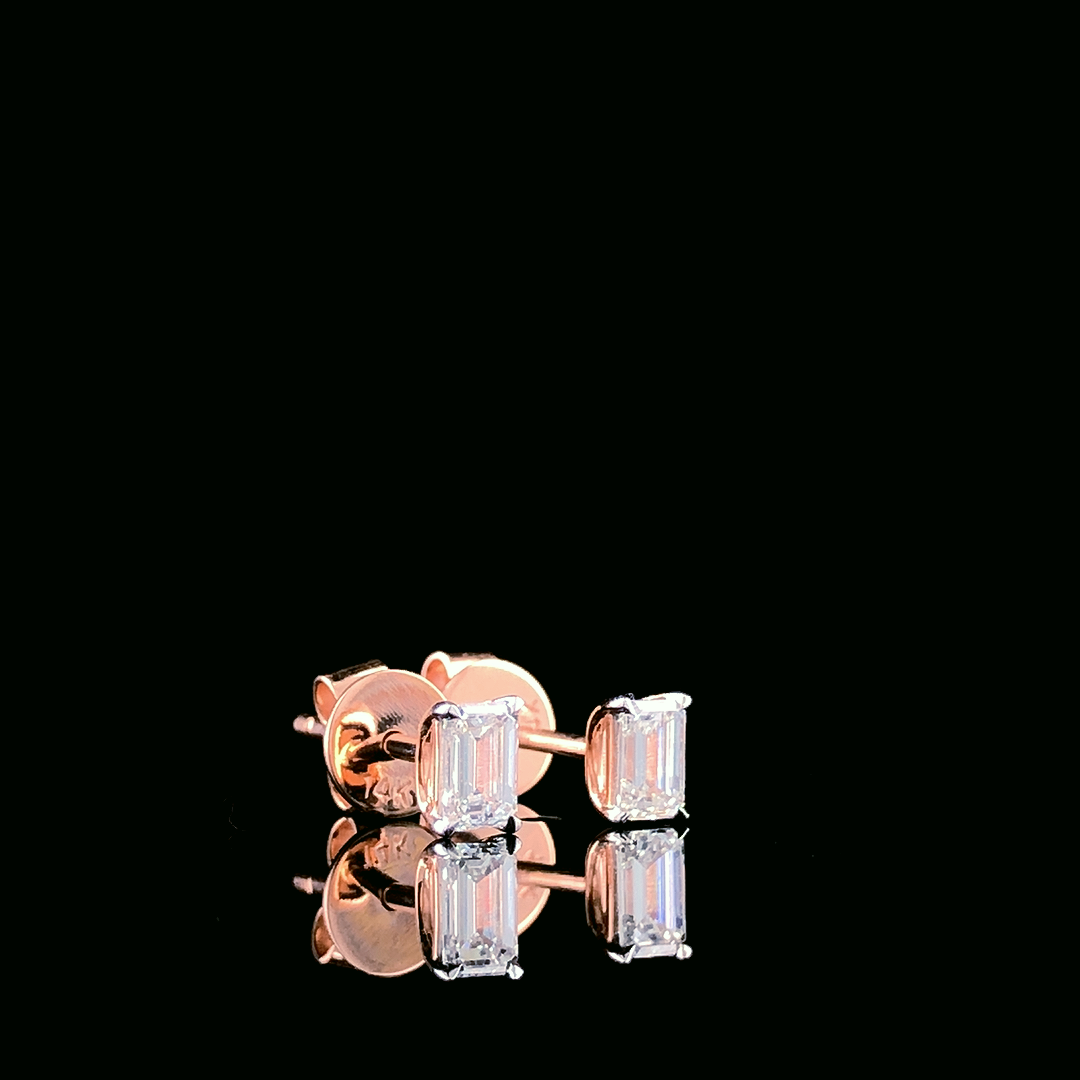 Emerald Cut Lab-Grown Diamond Stud Earrings | Rose Gold