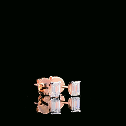 Emerald Cut Lab-Grown Diamond Stud Earrings | Rose Gold