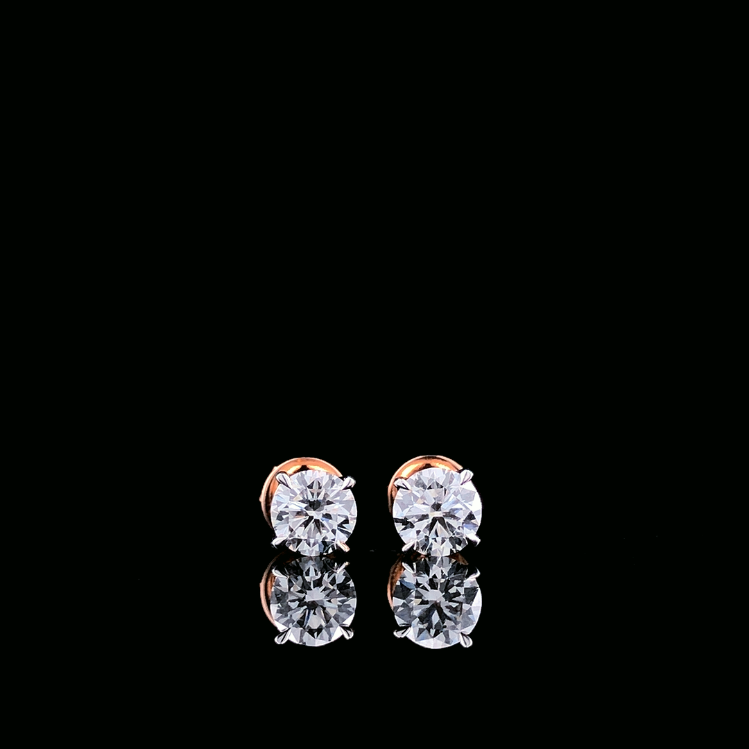 Round Brilliant Lab-Grown Diamond Stud Earrings | Rose Gold