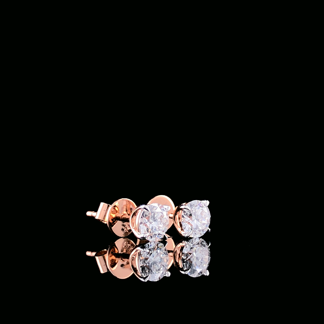 Round Brilliant Lab-Grown Diamond Stud Earrings | Rose Gold