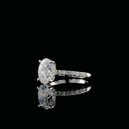 Oval Solitaire Lab-Grown Diamond Engagement Ring with Pavé Band