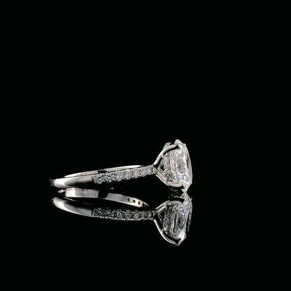 Oval Solitaire Lab-Grown Diamond Engagement Ring with Pavé Band