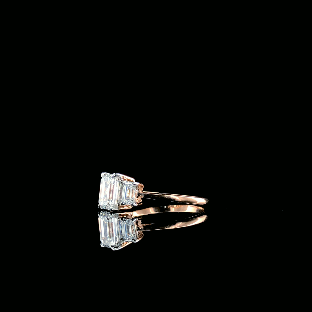 Lab-Grown Diamond Three-Stone Emerald Cut Ring