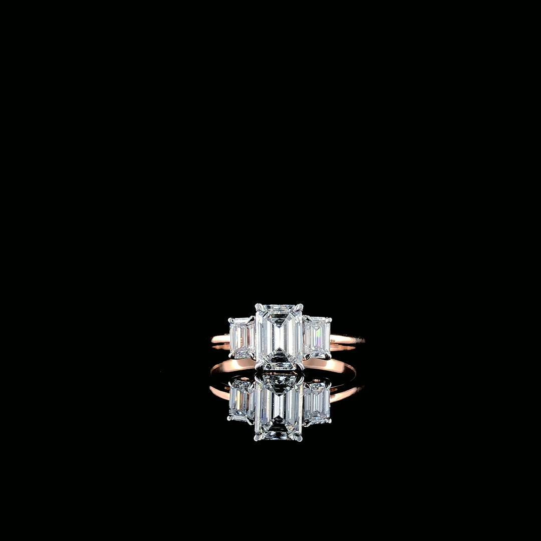 Lab-Grown Diamond Three-Stone Emerald Cut Ring
