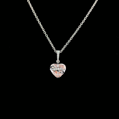 Blush Bow Heart Pendant Necklace