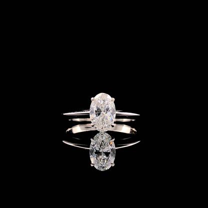 Lab-Grown Diamond Oval Solitaire Engagement Ring – White Gold
