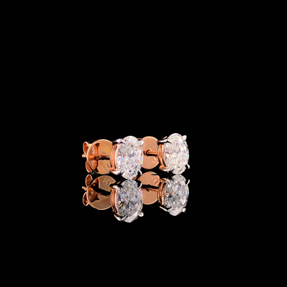 Oval Cut Lab-Grown Diamond Stud Earrings | Rose Gold