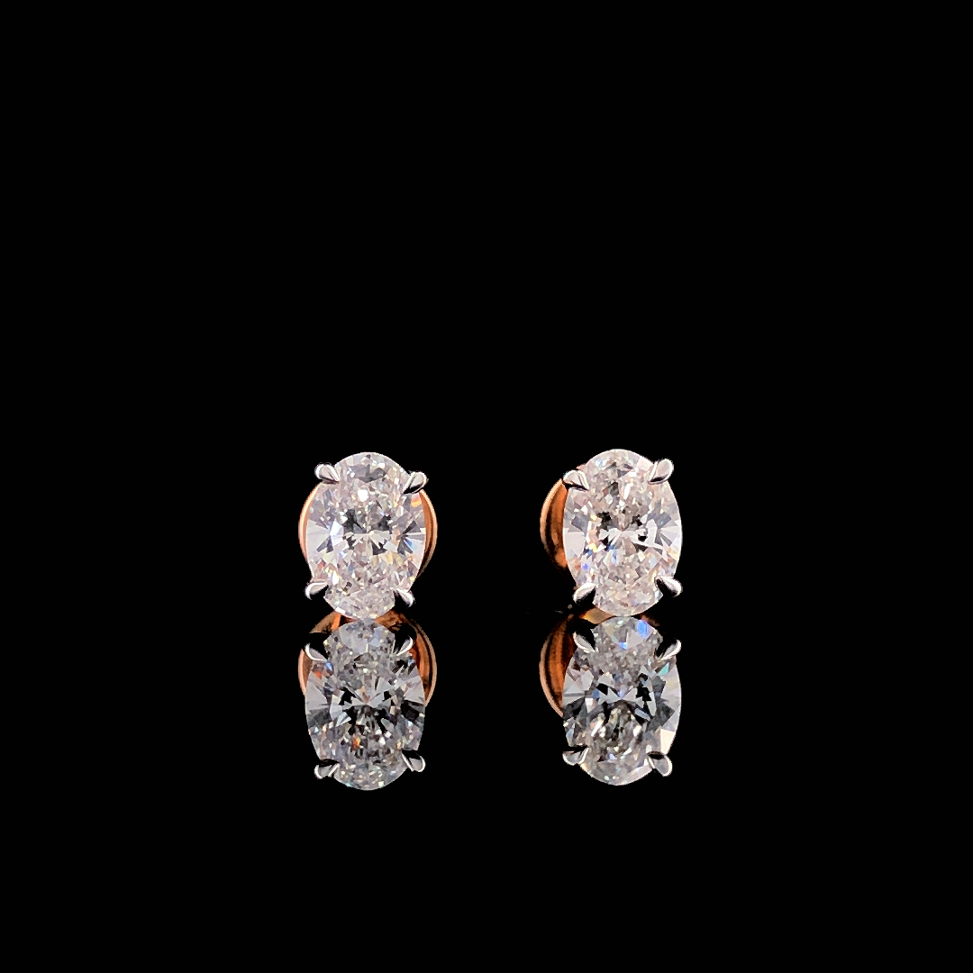 Oval Cut Lab-Grown Diamond Stud Earrings | Rose Gold