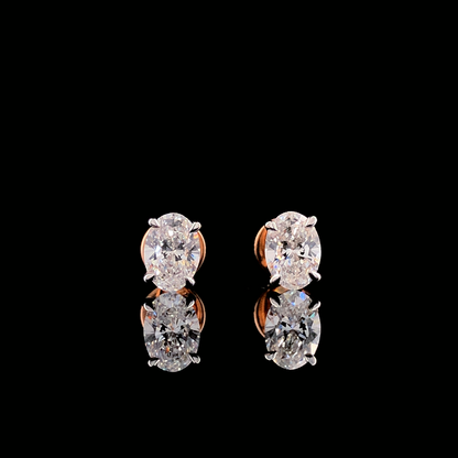 Oval Cut Lab-Grown Diamond Stud Earrings | Rose Gold