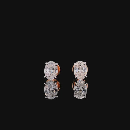 Oval Cut Lab-Grown Diamond Stud Earrings | Rose Gold
