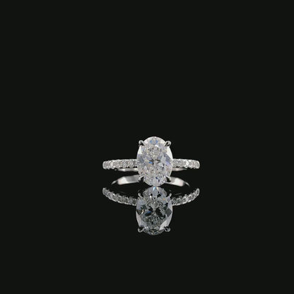 Oval Solitaire Lab-Grown Diamond Engagement Ring with Pavé Band
