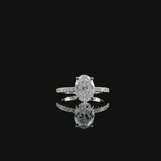 Oval Solitaire Lab-Grown Diamond Engagement Ring with Pavé Band