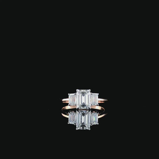 Lab-Grown Diamond Three-Stone Emerald Cut Ring