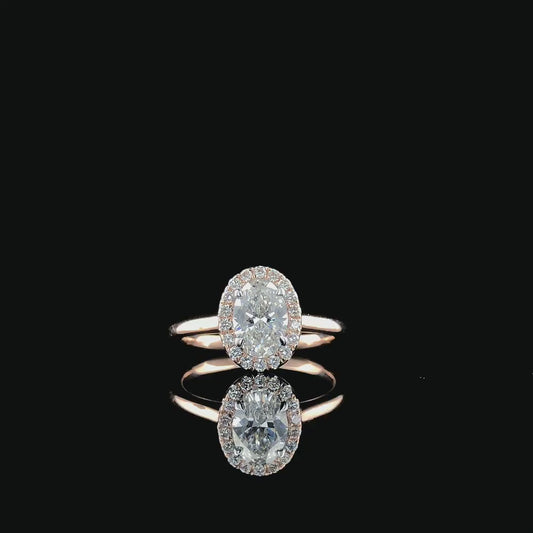 Lab-Grown Diamond Oval Halo Engagement Ring