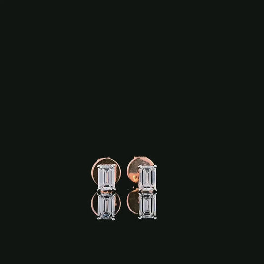 Emerald Cut Lab-Grown Diamond Stud Earrings | Rose Gold