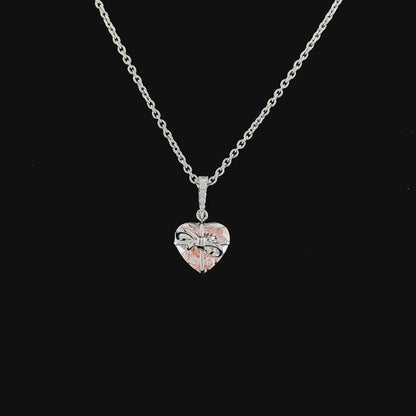 Blush Bow Heart Pendant Necklace