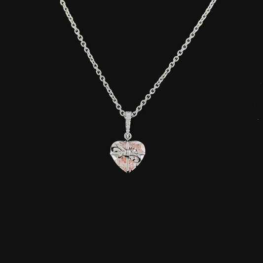 Blush Bow Heart Pendant Necklace
